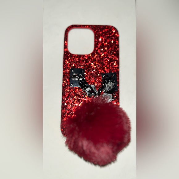 iPhone 13 ProMax slim red glittery hard phone case NWT - Picture 4 of 5